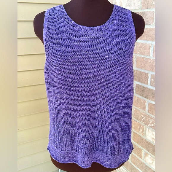 SIGRID OLSEN sM purple sweater set Tank/cardigan Easy care nylon bld Looks new - Picture 2 of 7